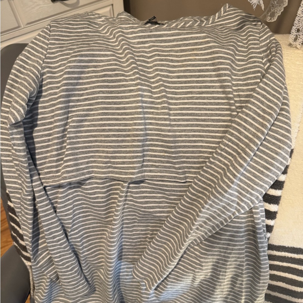 Angel Maternity Elegant Gray Striped Long Sleeve Top